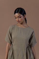 Khaki ruched dress