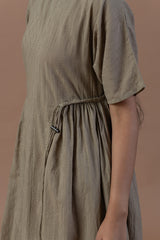 Khaki ruched dress