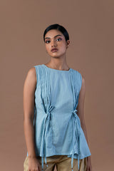 Aasmani pleated top