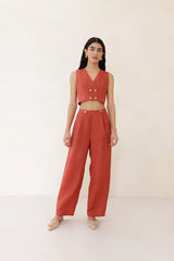 Olen buttoned trouser- Rust