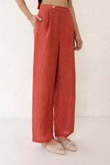 Olen buttoned trouser- Rust