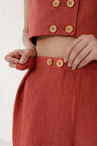 Olen buttoned trouser- Rust