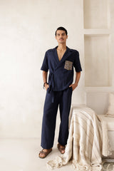 Elan wrap shirt- Navy