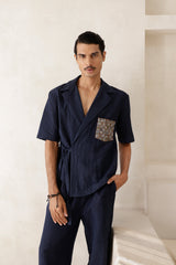 Elan wrap shirt- Navy