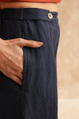 Audre Buttoned Trouser (Indigo)