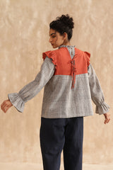 Emily Pleated Ruffle Blouse (Checks)