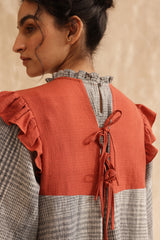 Emily Pleated Ruffle Blouse (Checks)