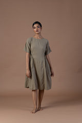 Khaki ruched dress