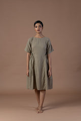 Khaki ruched dress