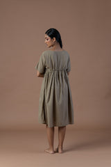 Khaki ruched dress