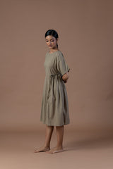 Khaki ruched dress