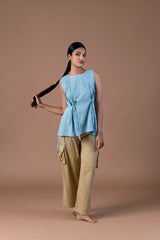 Aasmani pleated top