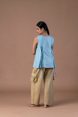 Aasmani pleated top